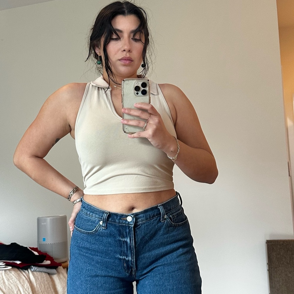 Abercrombie & Fitch Collared Crop Top size M